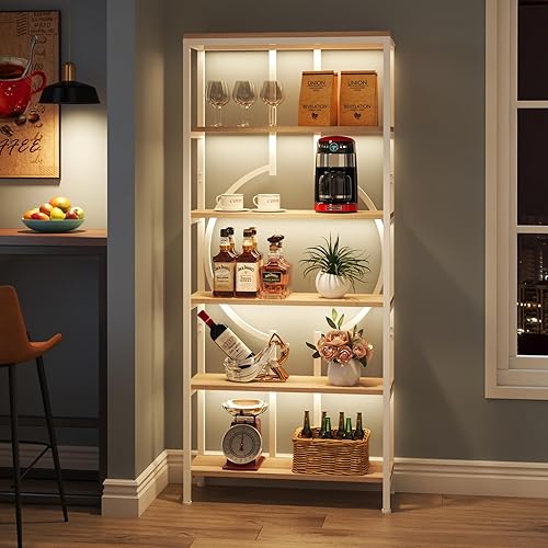 Miniatura 4 de Tribesigns Estantería industrial de 70.9 pulgadas, estantería de 6 niveles de alto con estantes abiertos, estantes de almacenamiento de madera y