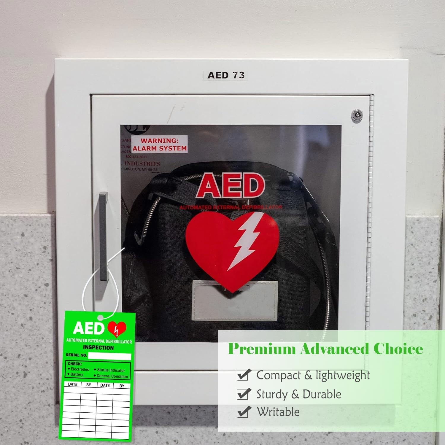 30 Pack AED Inspection Tag 5.75 x 3.25 Inch-PP Plastic Inspection Record Tags Double Sided Tear Proof and Waterproof Medical Equipment Inspection Tag