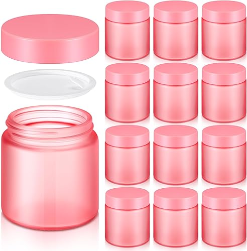 Norme 12 frascos de vidrio de 4 onzas con tapas a prueba de fugas, redondos, herméticos, vacíos, frascos cosméticos con revestimientos internos en