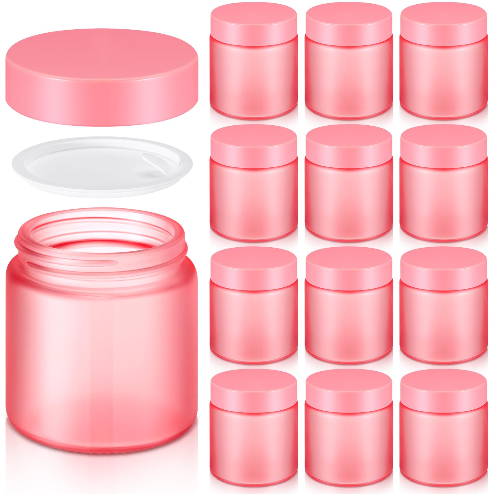 Norme 12 Pcs 4 oz Glass Jars with Lids Cosmetic Jars, Pink