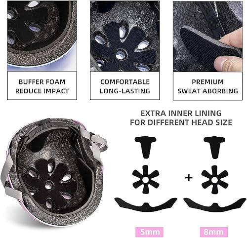 Miniatura 4 de Casco de bicicleta para niños y niñas, casco multideportivo para monopatín, patinaje en línea, patinaje en línea, monopatín, 3 tamaños