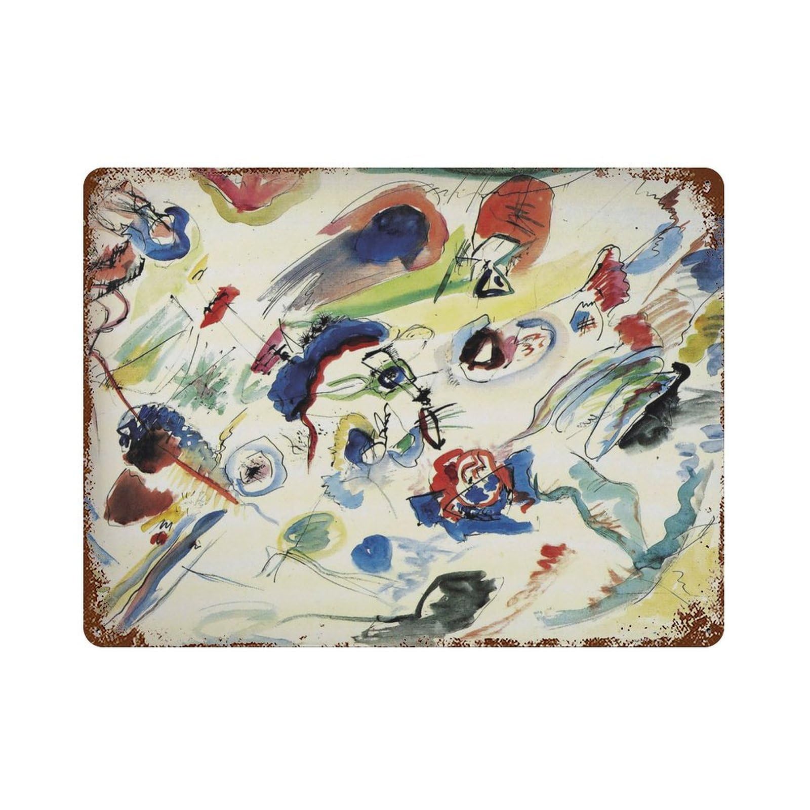 xiaoxiaoshen Kandinsky Abstract Watercolor Museum Wall Decor Art Metal Tin Poster Modern Home Decor Art Home Bar Shop Decorations Vintage Sign 30x40cm