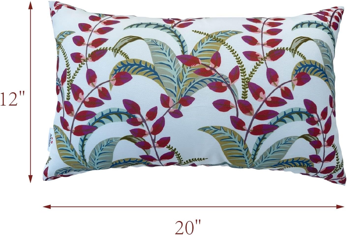 Pack of 2 Patio Lumbar Pillows, 12"x20" Fade Resistant Outdoor Waterproof Lumbar Pillow with Inners, Decorative Garden Lumbar Cushions for Home Patio Terrace Sofa Use