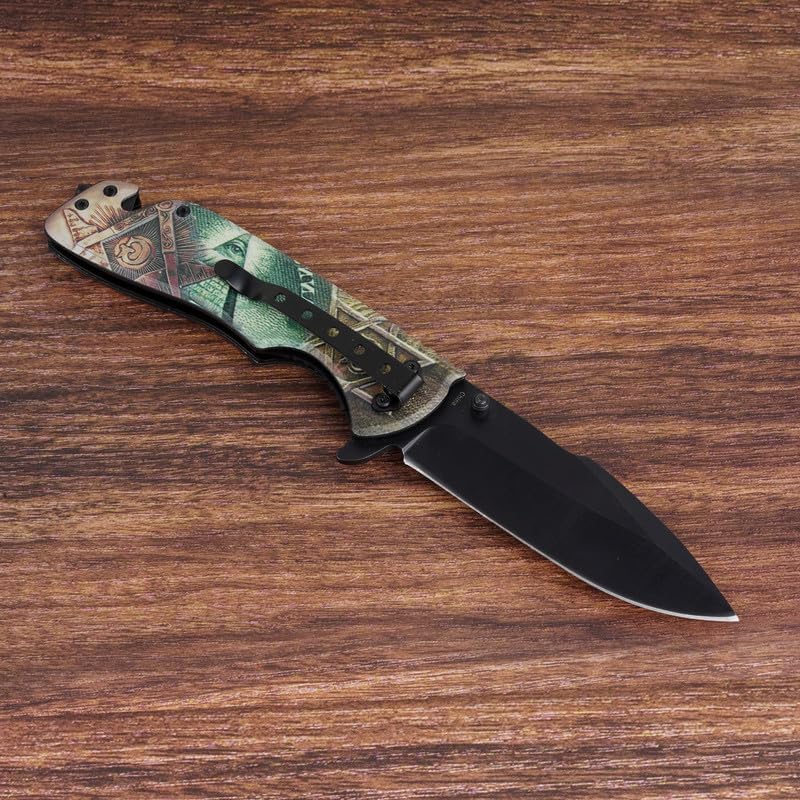 Miniatura 7 de Cuchillo de bolsillo masónico plegable, cuchillo de bolsillo de hoja de acero inoxidable de 5.00 pulgadas con impresión masónicaMango de acabado