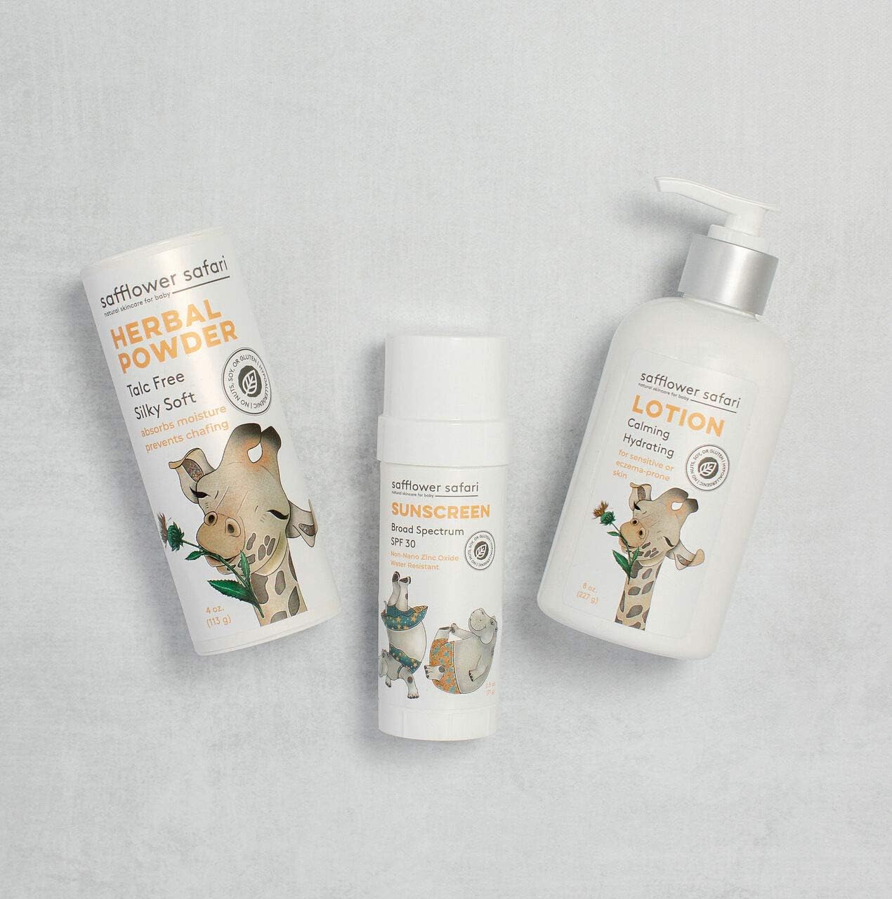 Herbal Baby Powder - All-Natural,Talc-Free Organic Arrowroot, Hypoallergenic, Vegan Made in USA by Safflower Safari
