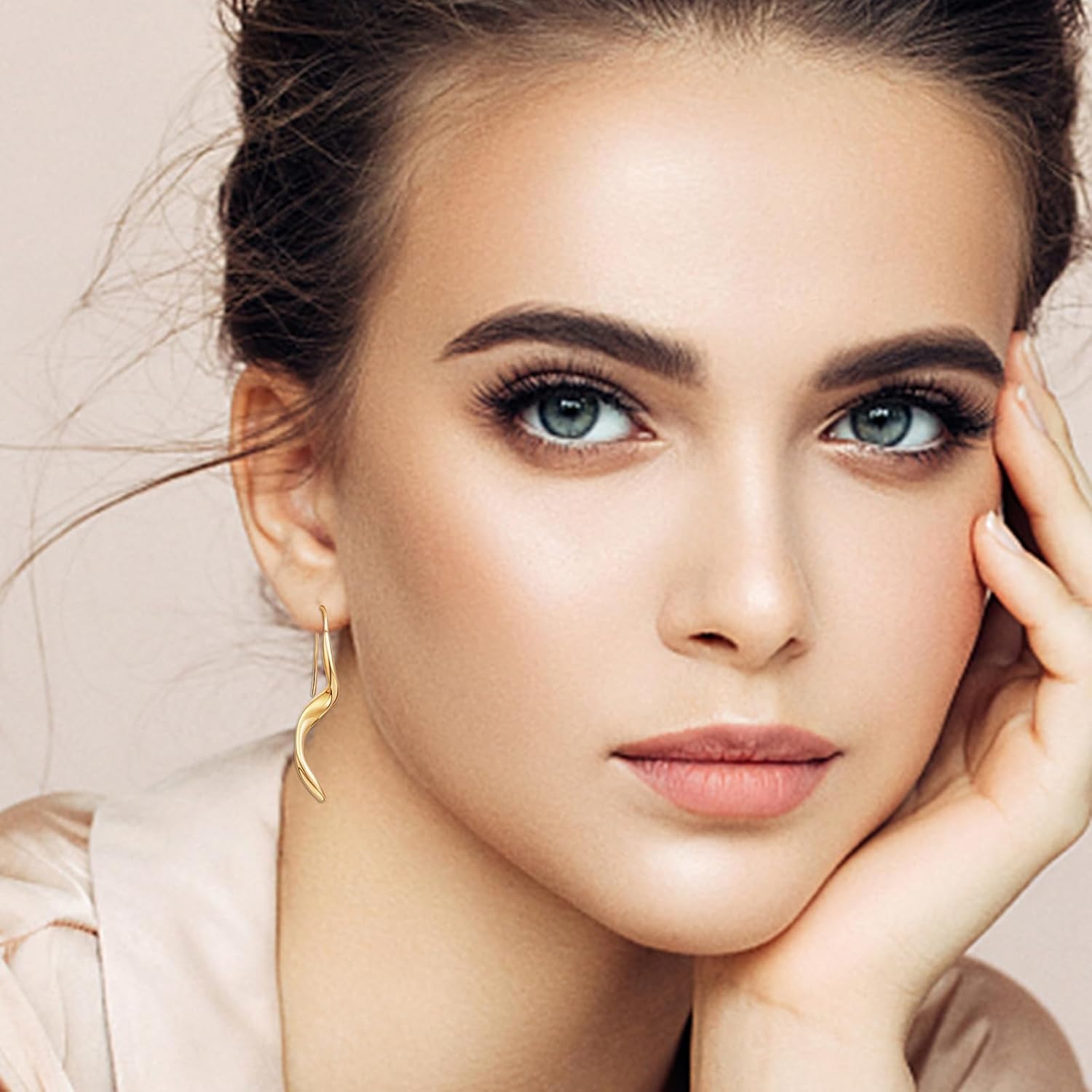 14K Gold Hoop Spiral Threader Dangle Drop Earrings forWomen, Hypoallergenic Comfort Design Fashion Jewelry Gift - Image 6