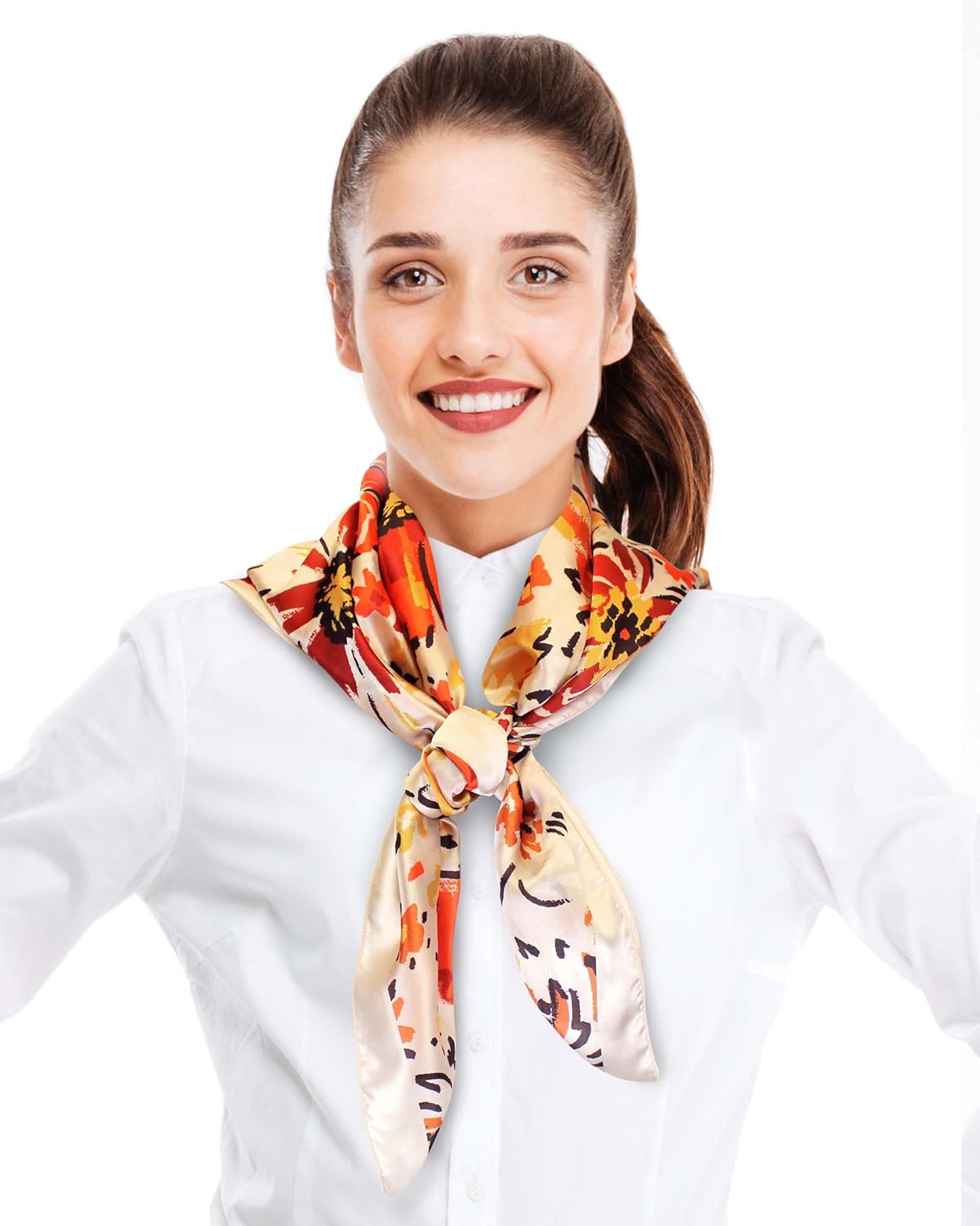 CBC Crown Autumn Fall Leaves Leaf Pattern Silky Feel Scarf 13"x60" or 35"x35" - Image 5