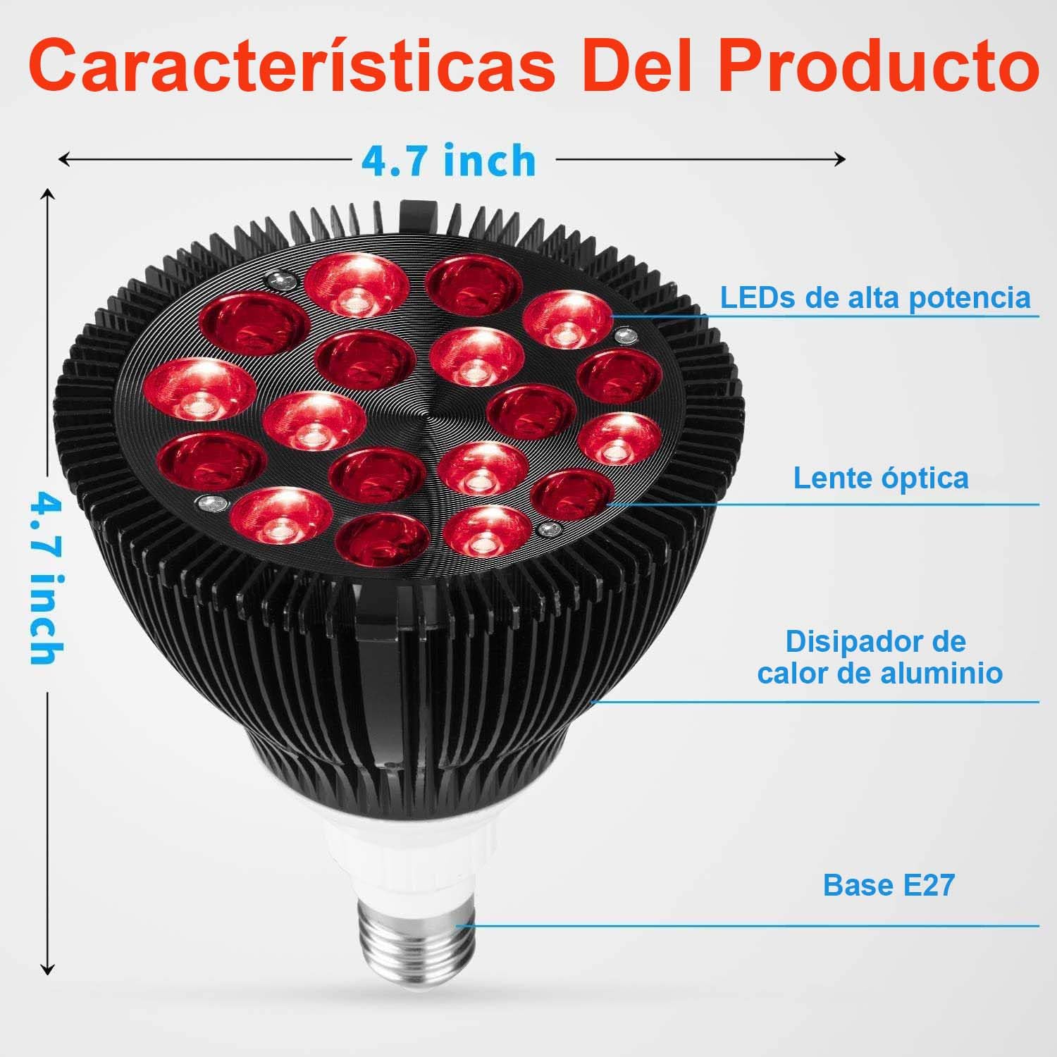 Elitzia Bombilla infrarroja de 660 nm roja y 850 nm Near Infrared Bulb Accesorio para dispositivo de luz infrarroja ET350 ETPAR38 (negro)
