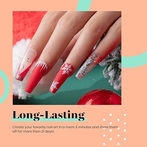 Miniatura 3 de Juego de 2 botellas de pegamento para uñas de Beetles, de 0.5 onzas líquidas, con 20 adhesivos de flores y mariposas, de lámina de metal, para