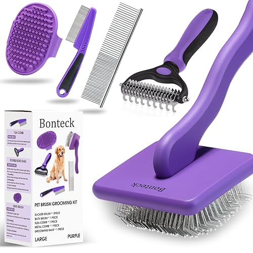 Juego de Cepillo Alisador para Perros para Kit de Aseo 4 Piezas | Cepillo Grande para Perros Goldendoodles, Poodles, Doodles | Cepillo de Pinzas