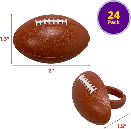 Miniatura 4 de DECOPAC Anillos de fútbol 3D, decoraciones de cupcakes, adornos para pasteles seguros para alimentos, paquete de 24