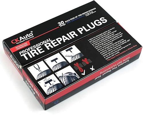 Miniatura 6 de CKAuto 30 cuerdas de reparación de neumáticos marrones de 8 pulgadas, tapones de reparación de neumáticos para neumáticos todoterreno sin cámara