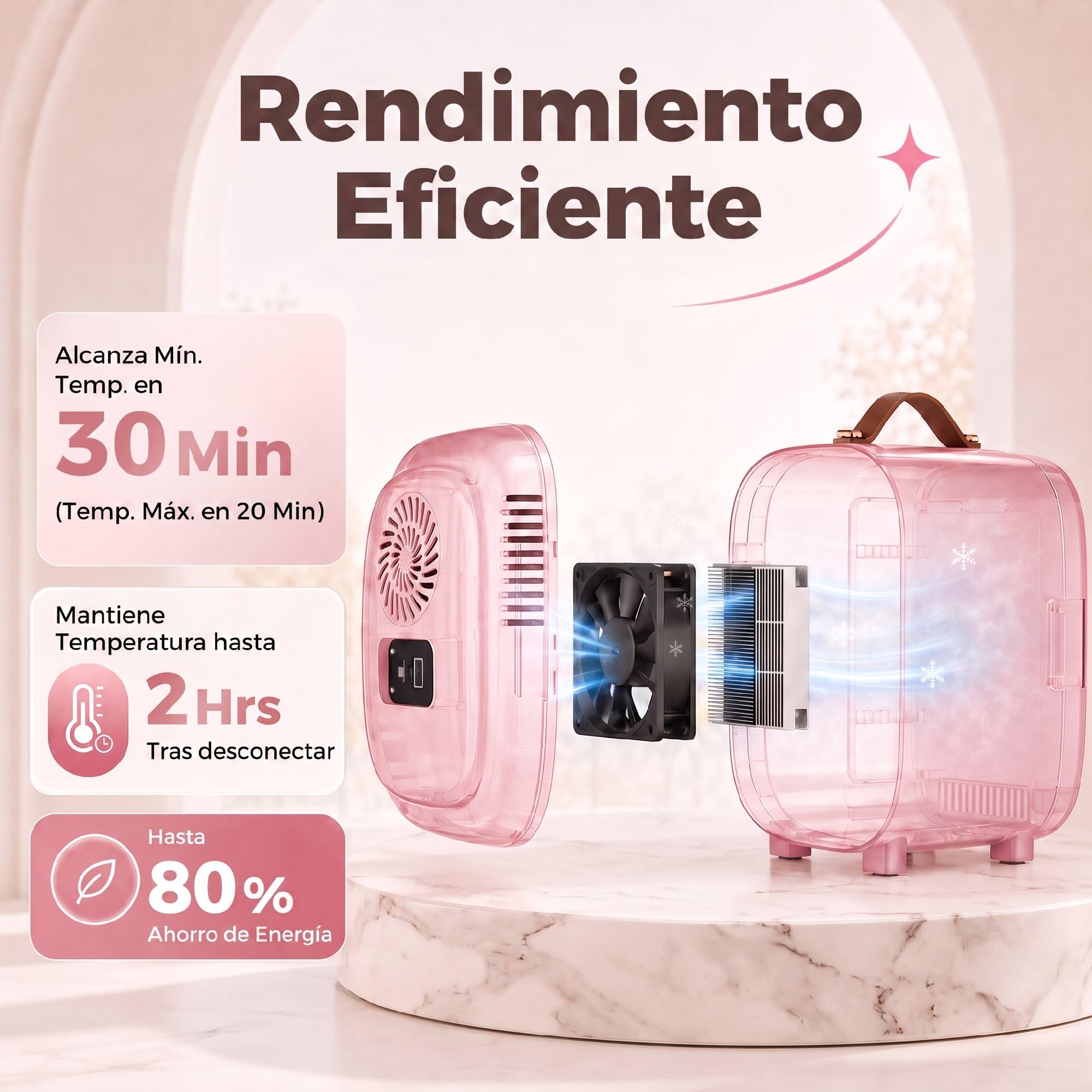 HOMCOM Mini frigo 4L Cool/Heat Portatile Rosa