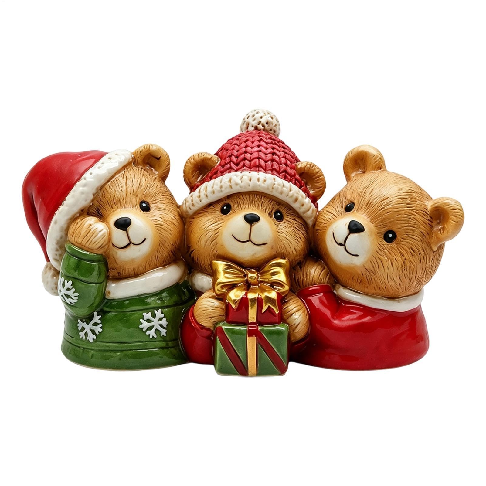 Statuine Di Natale Centrotavola In Resina Orsetto Con Cappello Di Babbo