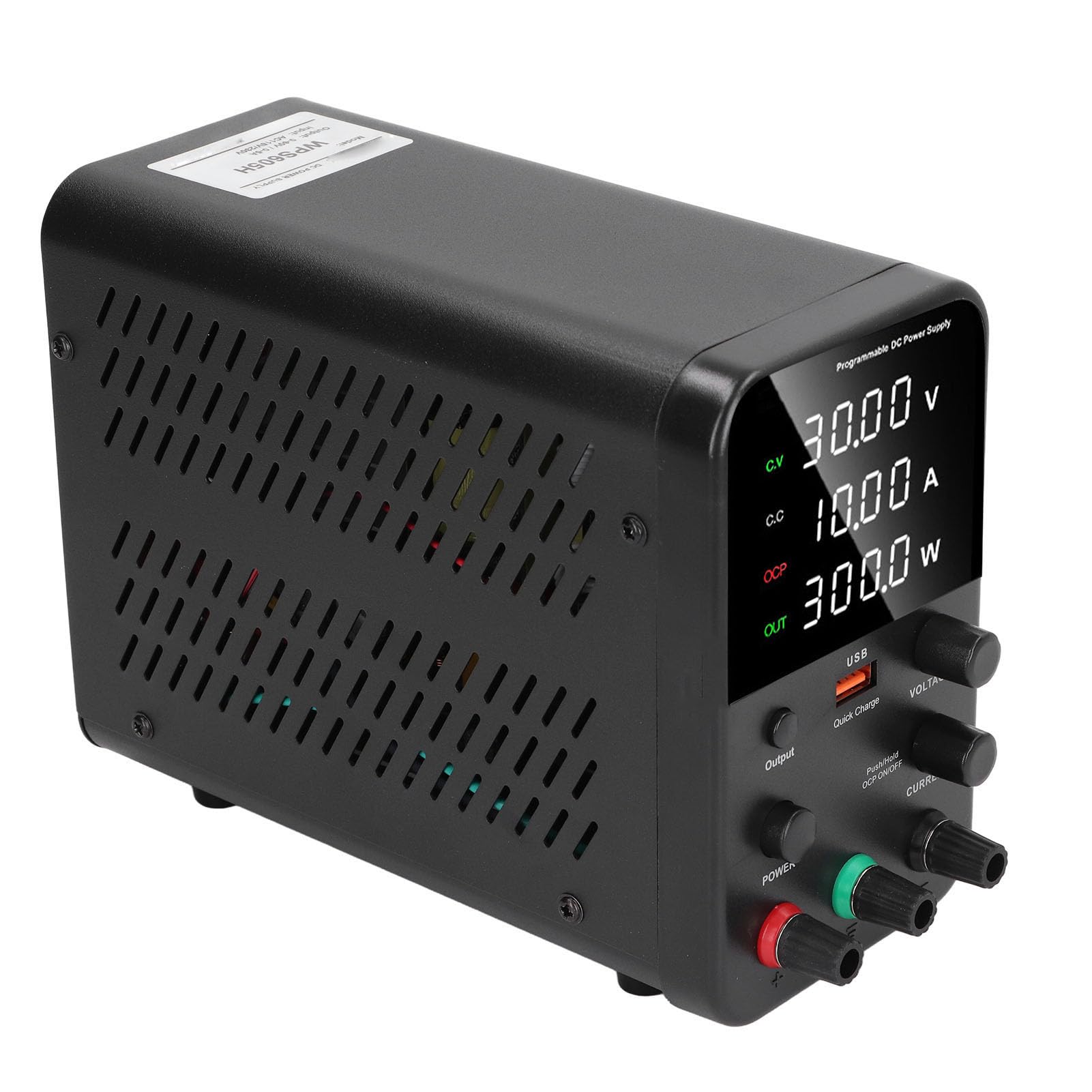Garosa Fuente de Alimentación DC Variable 0-30V 0-5A Regulada Conmutada Ajustable con Control de Codificador, Carga Rápida USB y Ventilador de Temperatura Inteligente para (Enchufe de la UE AC230V)
