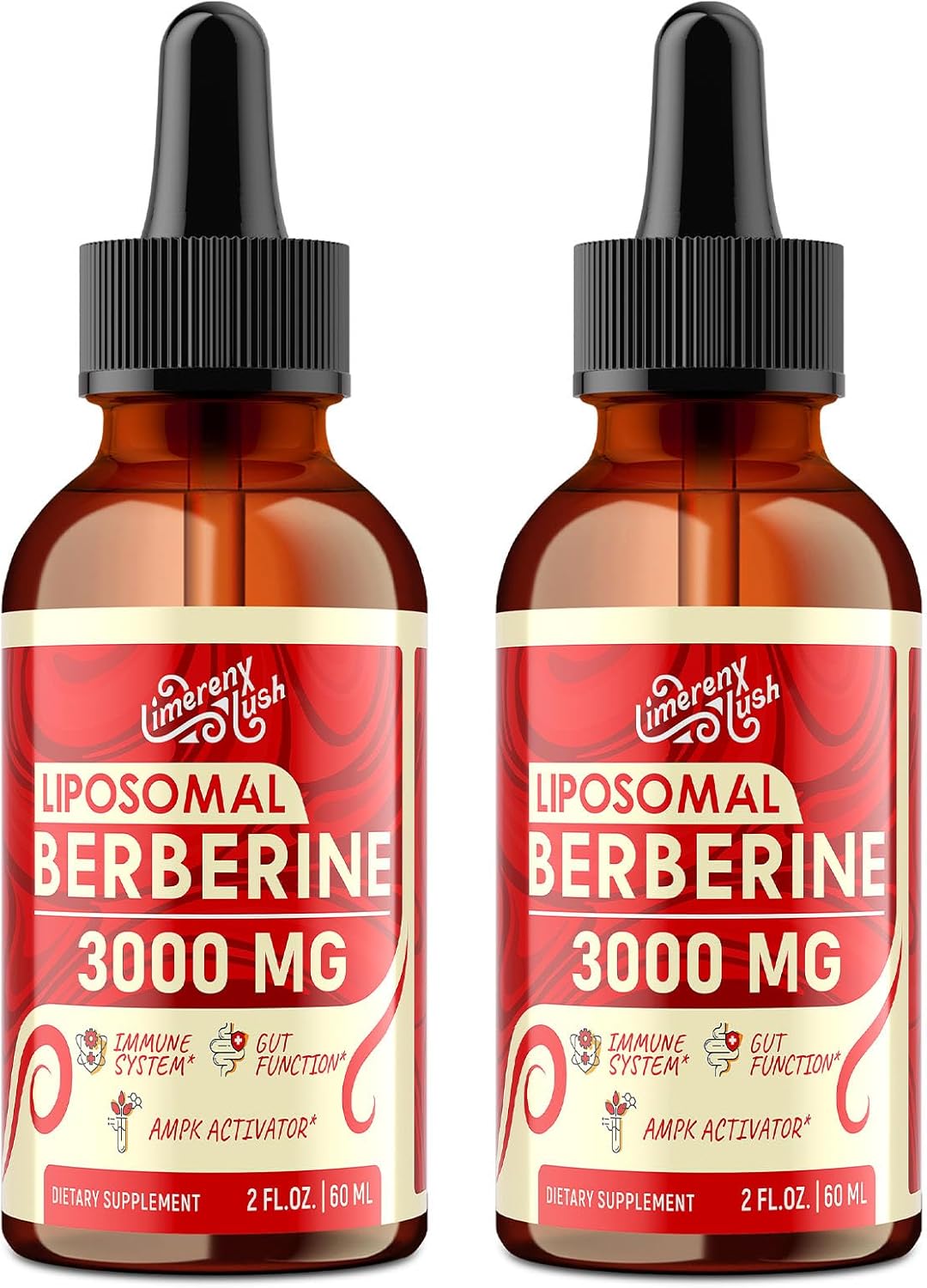 Liposomal Berberine Supplement - 3000mg Berberine Complex Activating AMPK, Liquid Drops with Ceylon Cinnamon, Green Tea, Bitter Melon, Turmeric and Prebiotic Blend-for Women & Men - 4 FL OZ