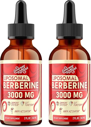 Suplemento liposomal de berberina  3000 mg de complejo de berberina activador AMPK, gotas líquidas con canela de Ceilán, té verde, melón amargo,
