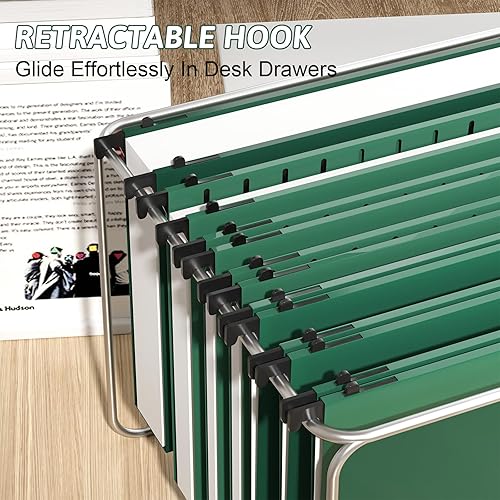 Miniatura 5 de Nordun Carpeta colgante de plástico tamaño carta, paquete de 12 carpetas colgantes reforzadas, carpetas de archivo, organizador colgante duradero,