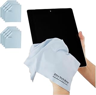 Elite Tech Gear - 8-Pack Blue Oversized 12" x 12" Microfiber Cloths, The Most Amazing Microfiber Cleaning Cloths - Perfect...