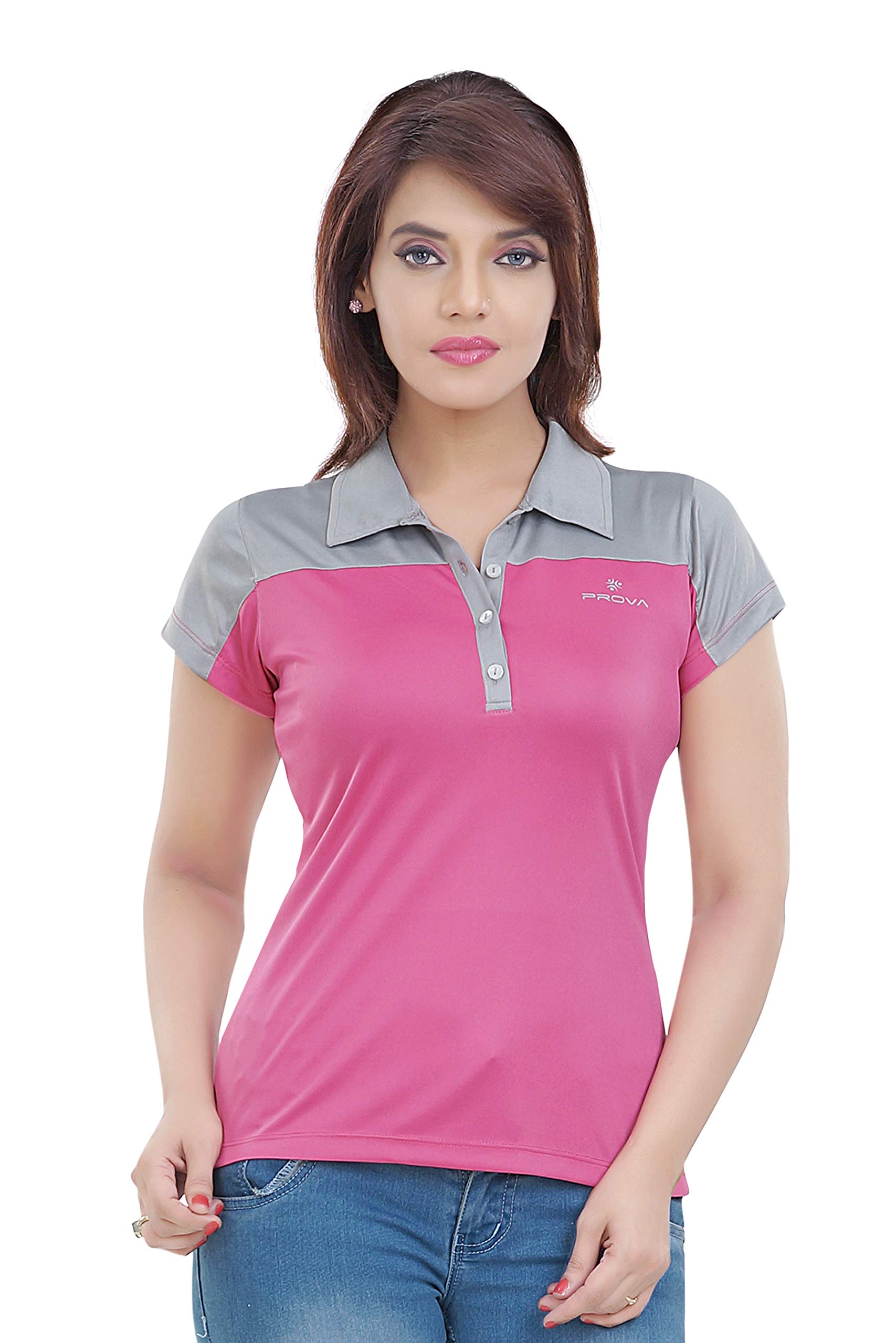 prova Women Cotton t Shirt colloar Neck ranipink Color