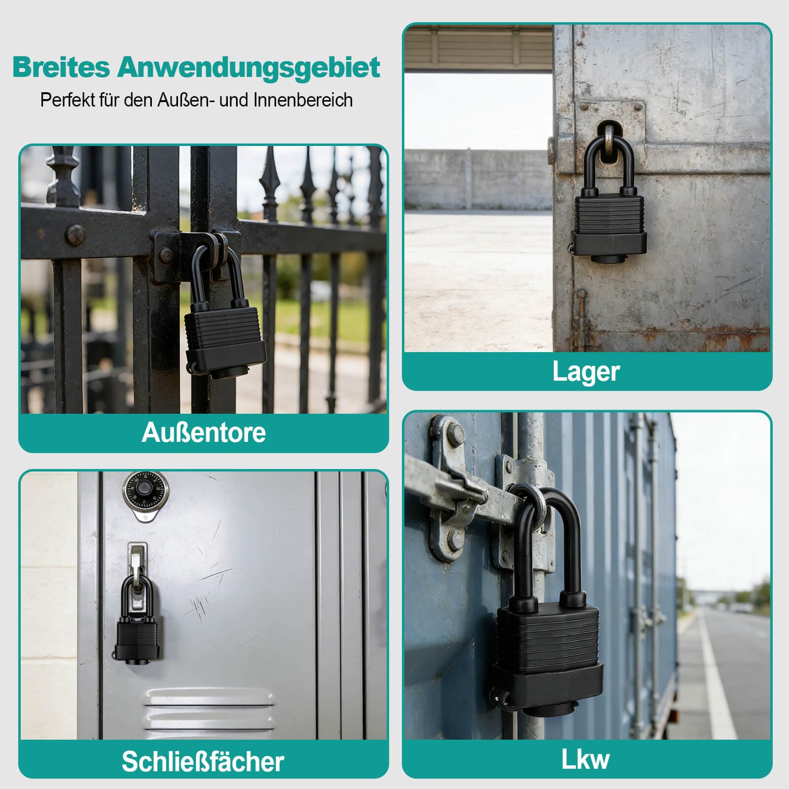 Vorhängeschloss Gleichschließend Wetterfest Wasserdicht Padlock Schloss Sicherheitsschloss Schlösser Kellerschloss Schloß Schl Vorhangschloss für Gartentor Garagentor (3 Blau/3 Schwarz)