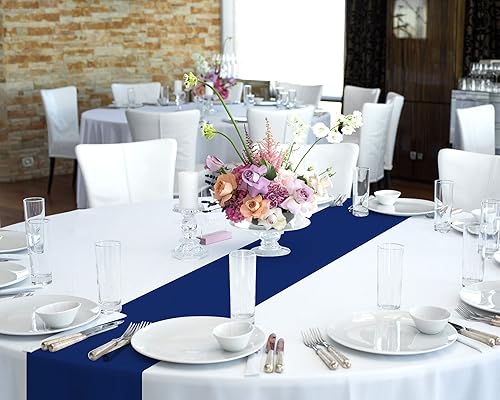 Miniatura 7 de Oudain 6 Piezas Manteles Redondos de Plástico Desechables de 84 Pulgadas Resistentes a las Manchas y a las Arrugas Cubierta de Mesa Manteles para