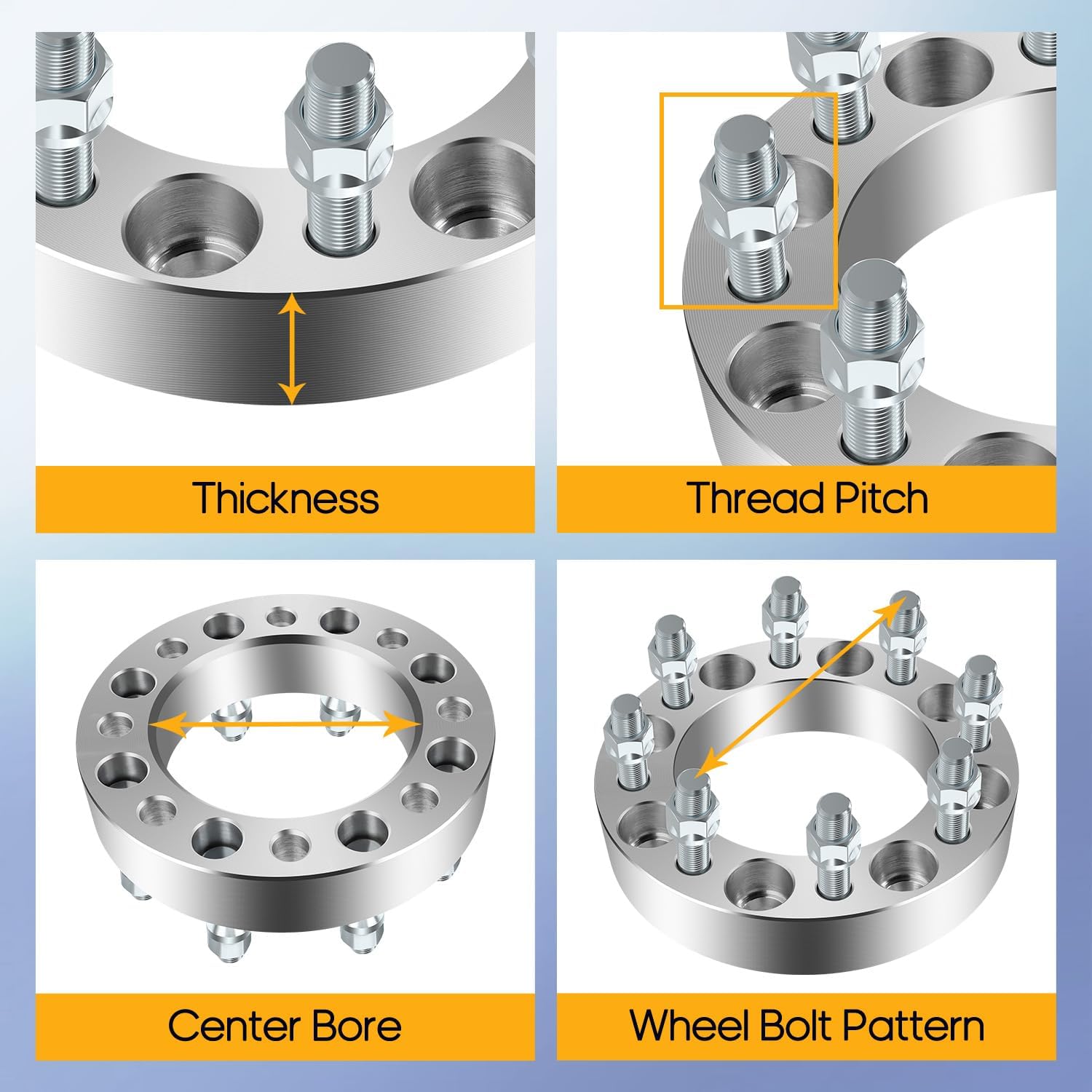OCPTY 4PCS 8x6.5 to 8x6.5 Wheel Spacers 1.5" Wheel Adapters 9/16" Studs 126.15mm Center fit for 1978,1981,1984-1985,1987 for Chevrolet for C20 / 1979-1980,1983,1986 for Chevrolet for C30