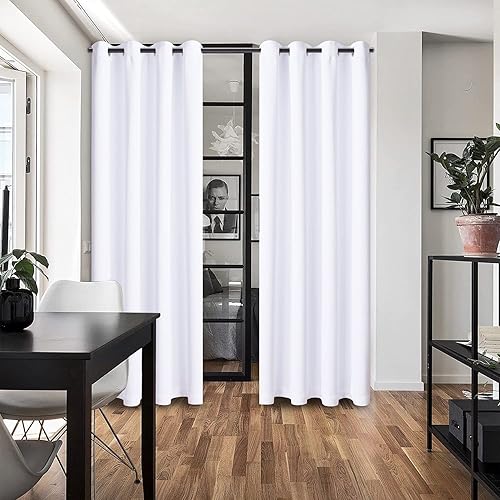 Miniatura 2 de WONTEX Cortina divisora de habitación, cortinas opacas térmicas de privacidad total para división de dormitorio, sala de estar y oficina compartida,