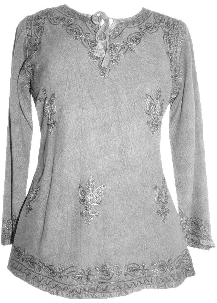 Agan Traders117 B Gypsy Medieval Renaissance Vintage Top Blouse (S, Silver/Grey)