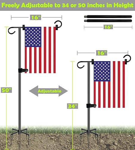 Miniatura 6 de Soporte de bandera de jardín de 50 pulgadas, soporte extra alto para decoración de patio exterior de 12 x 18 pulgadas, 1 paquete