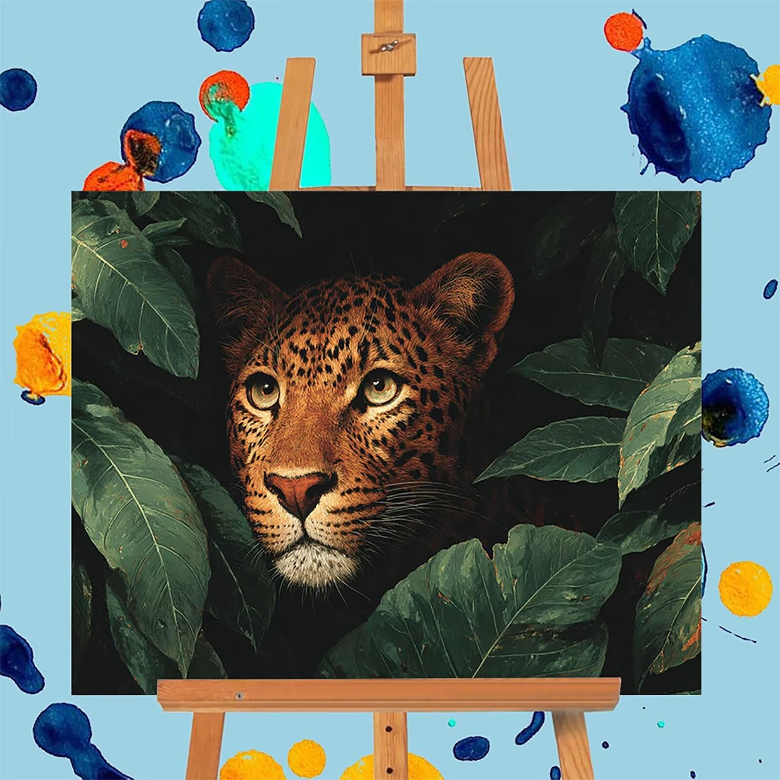 Leopard zestaw do malowania według liczb, dla dorosłych, dla początkujących, zestaw do majsterkowania, dla dorosłych z pędzlami i farbą akrylową, zestaw do malowania według numerów, dekoracja domu