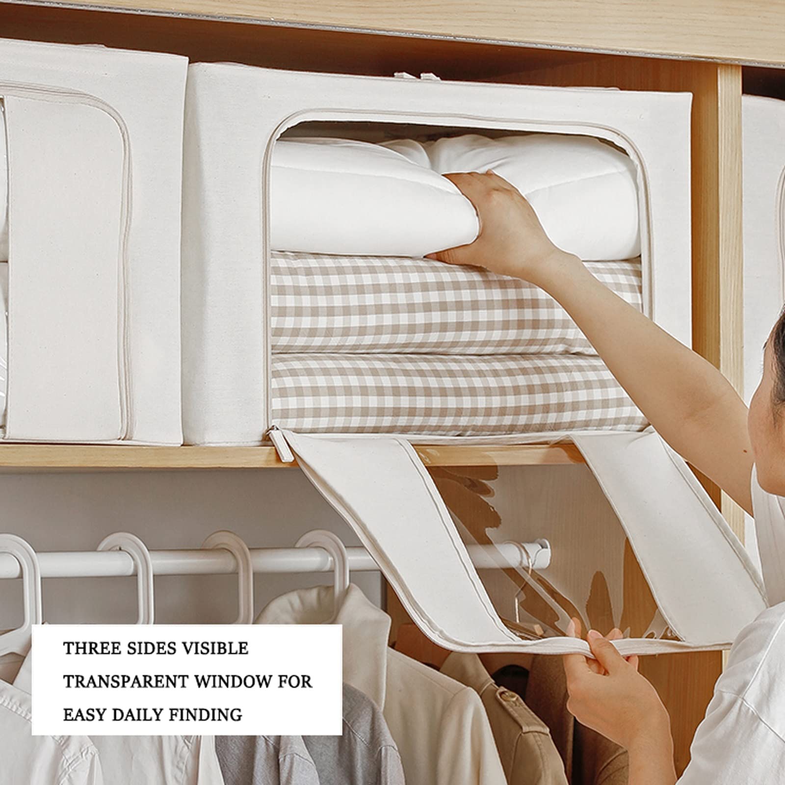 Borsa portaoggetti sotto il letto di grande capacità con 3 finestre trasparenti - Ideale per trapunte e biancheria da letto - Organizer da 73 l/90 l (dimensione: 90 l)