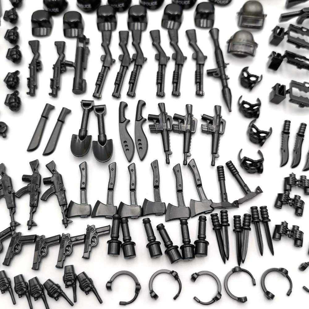 Policeman Weapons Pack Toys Assault Team Guns Set Toy with Characters Custom Army Builder Military Soldier Battle Brick Set