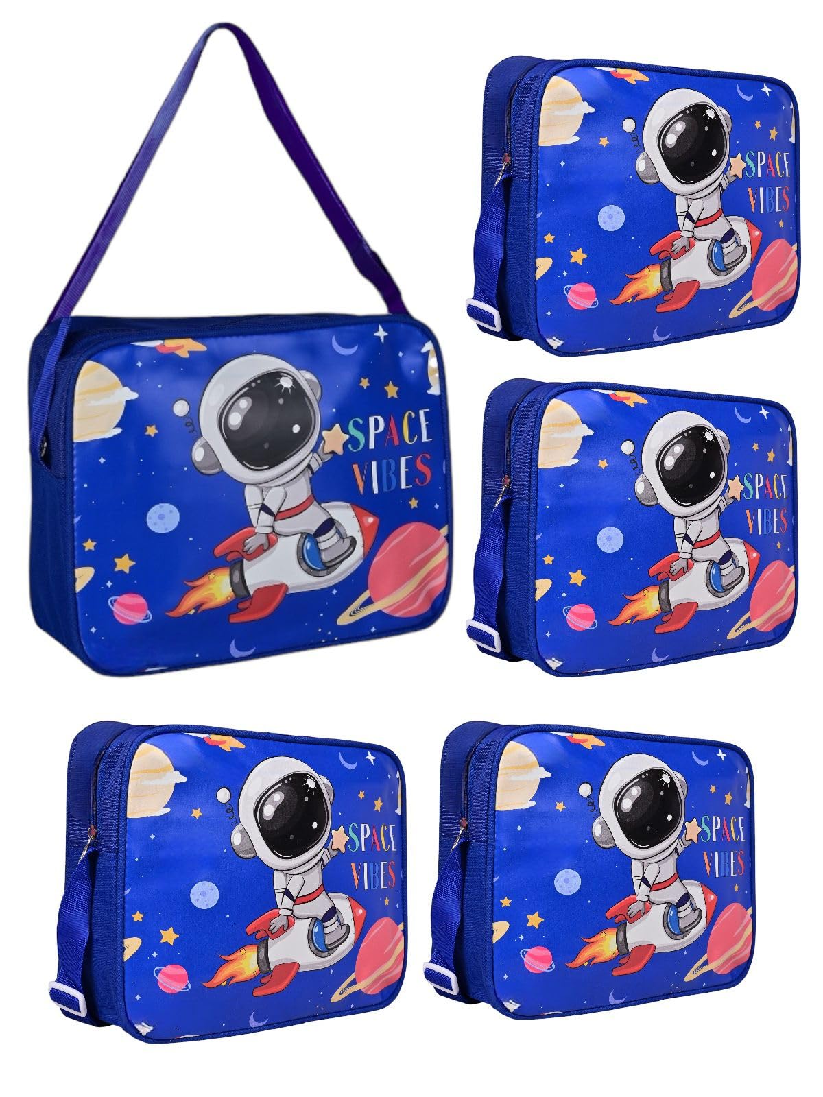 Le Delite Space Theme Birthday Party Return Gifts For Kids I Multipurpose Cartoon Theme Sling Bag For Boys, Girls, Birthday Return Gifts, Picnic Bag For Kids (Blue)-image-49