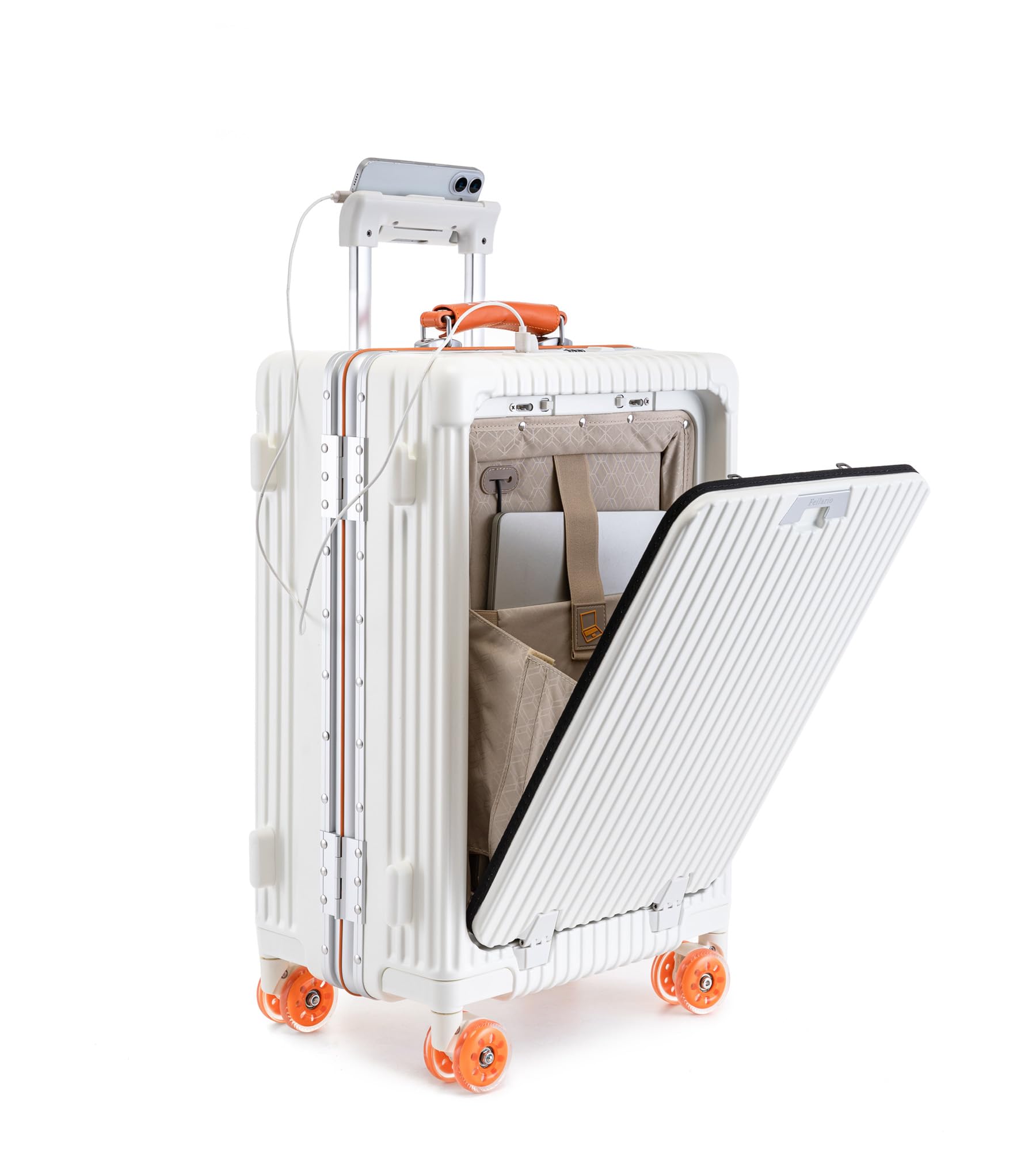 feilario PC Hardside Carry On Luggage, Aluminum Frame, TSA Lock, Cup Holder
