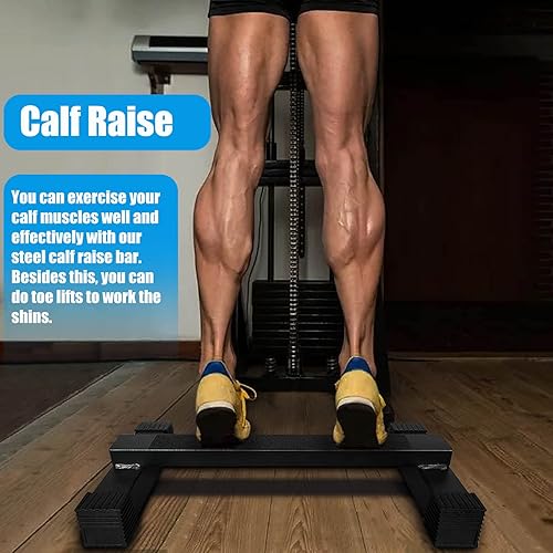 Miniatura 6 de Barra de elevación de pantorrilla de acero, máquina de pie para estiramiento, sentadillas, estiramiento de pies, bloque sólido antideslizante