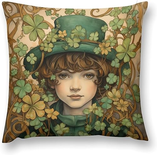 Miniatura 2 de HighonHi Pillow Covers Lucky Green Clover Cojines Decorativos para Sala Patrick's Day Spring Decorative Square Covers Home Decor for Couch Sofa 26