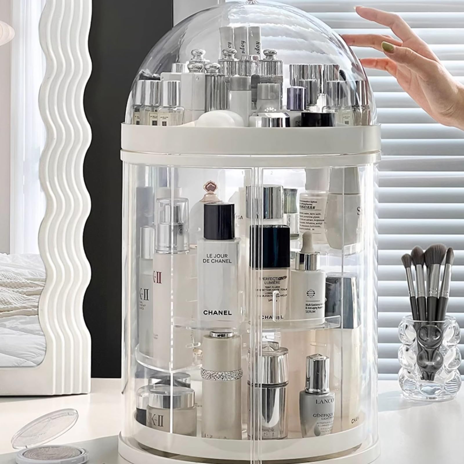 360 Rotierender Make-up-Organizer, Make-up-Karussell-Spinnhalter-Lagerregal, Make-up-Caddy-Regal-Kosmetik-Organizer Mit Großer Kapazität, Ideal for Arbeitsplatten, Transparent