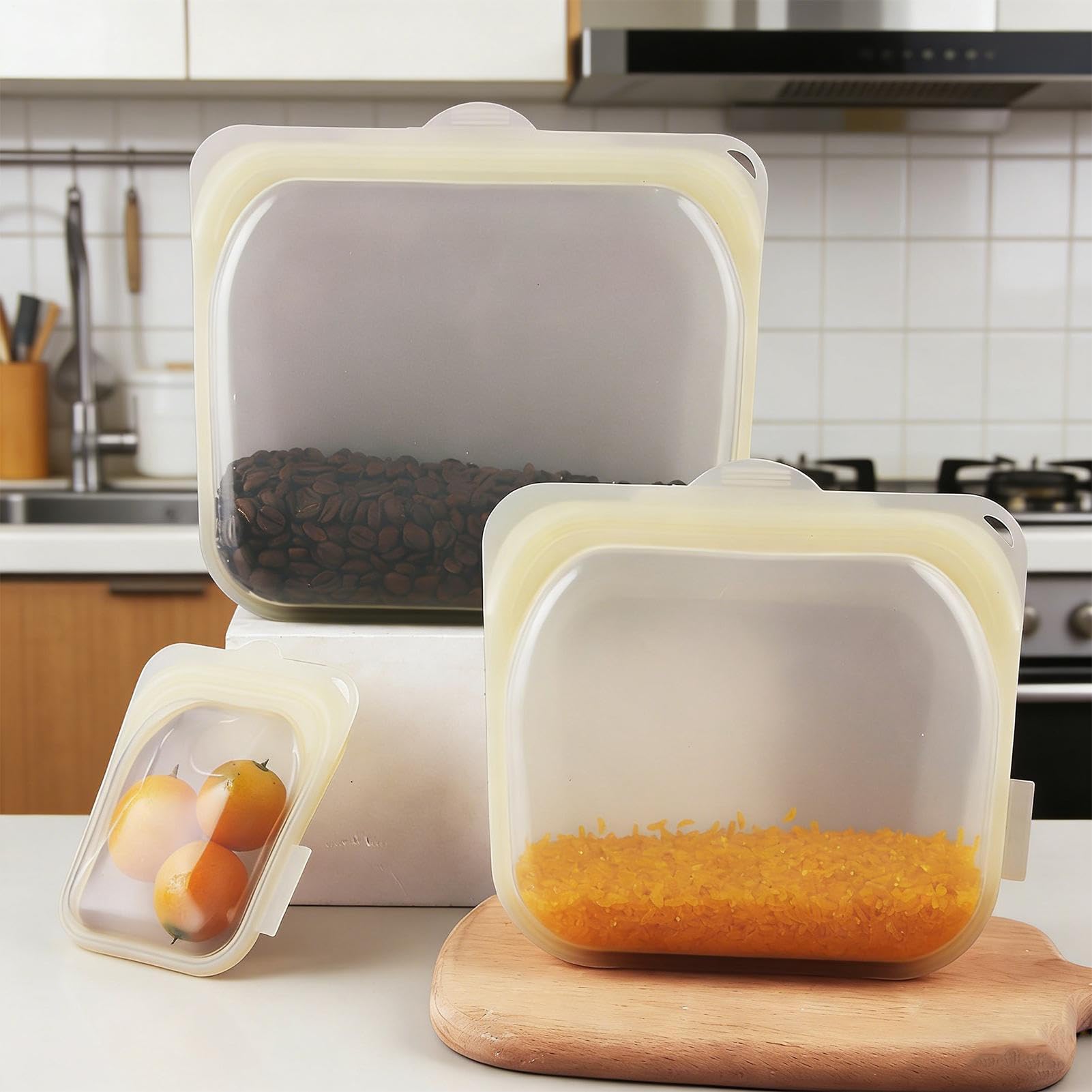Bolsa de Alimentos Reutilizable 3 unidades reutilizables para sándwiches | Bolsas herméticas para alimentos para Preparación de Comidas, Almuerzo, Viaje, , Carne, Queso, Verduras, Fruta