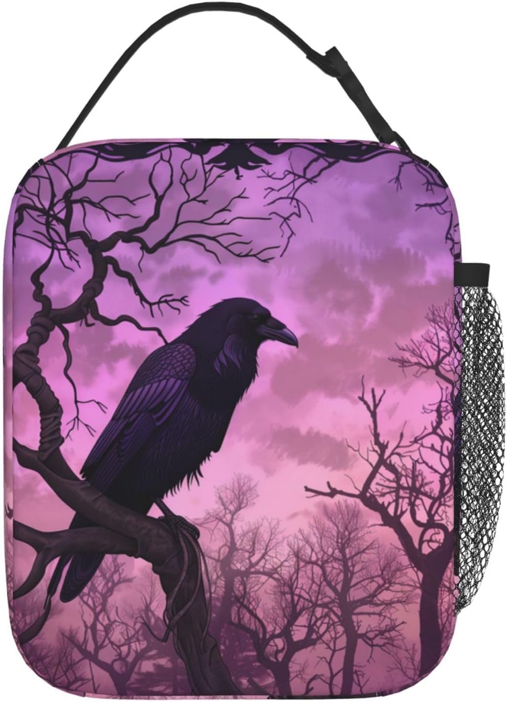 Gothic Raven Forest Lunch Bag for Women Men Adults, Insulated Lunch Box for Work, Sports, Travel, Picnic, Hiking, Fishing, Dark Purple Crow Theme Lunchbox Gifts image 3