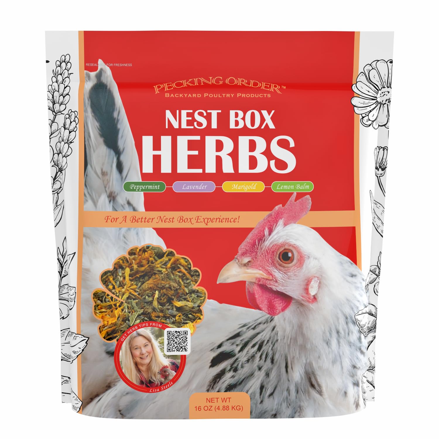 Pecking Order Nest Box Herbs for Chicken Coop Nesting Boxes - 1 LB