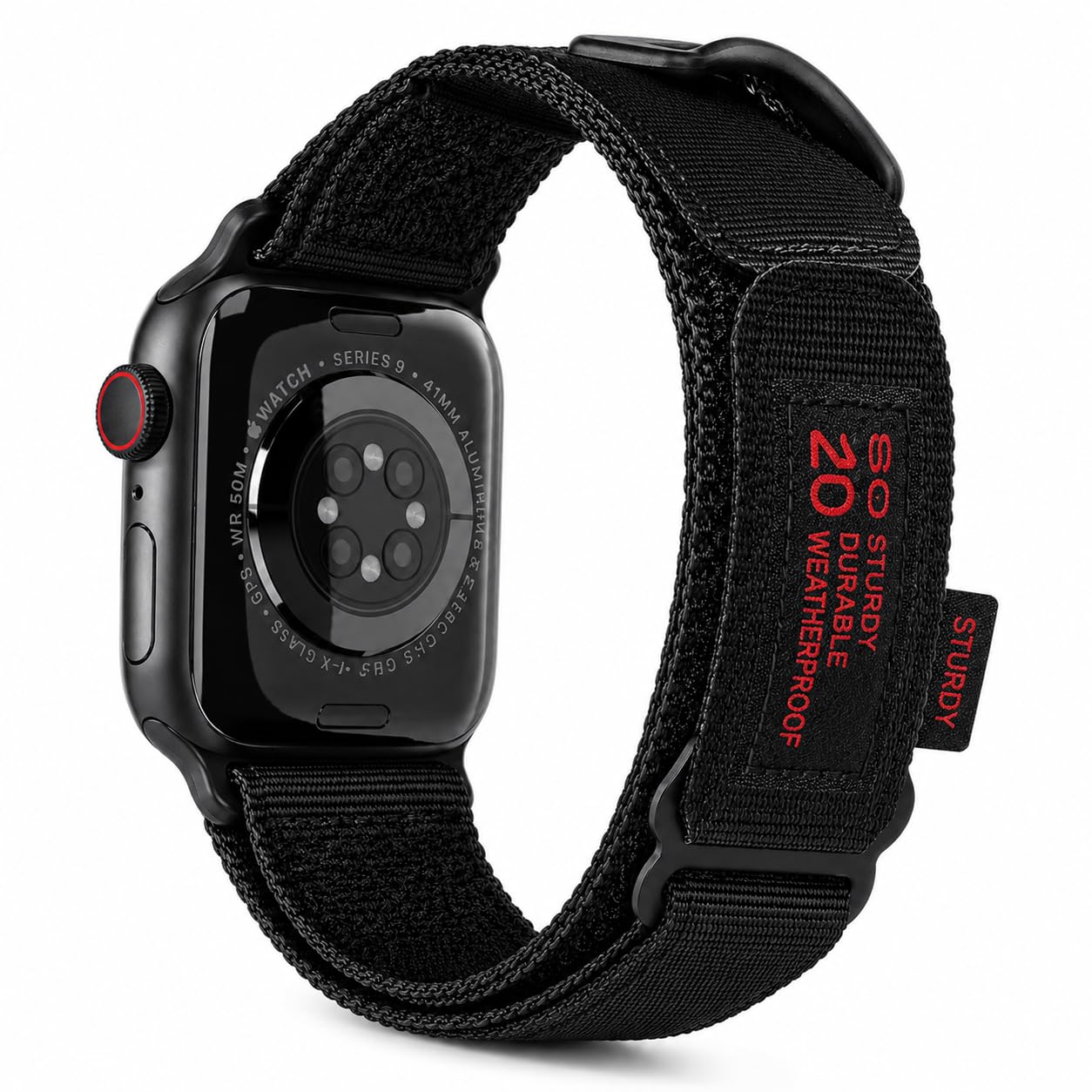 Mizi Compatible with Apple Watch Band 49mm 46mm 45mm 44mm, Rugged Nylon Sport Loop Strap for Apple Watch Ultra 3/Ultra 2 / Ultra 1, Series 10/9/8/7, SE/6/5/4, Adjustable Breathable Woven Wristband for Men Women - Black-image-45