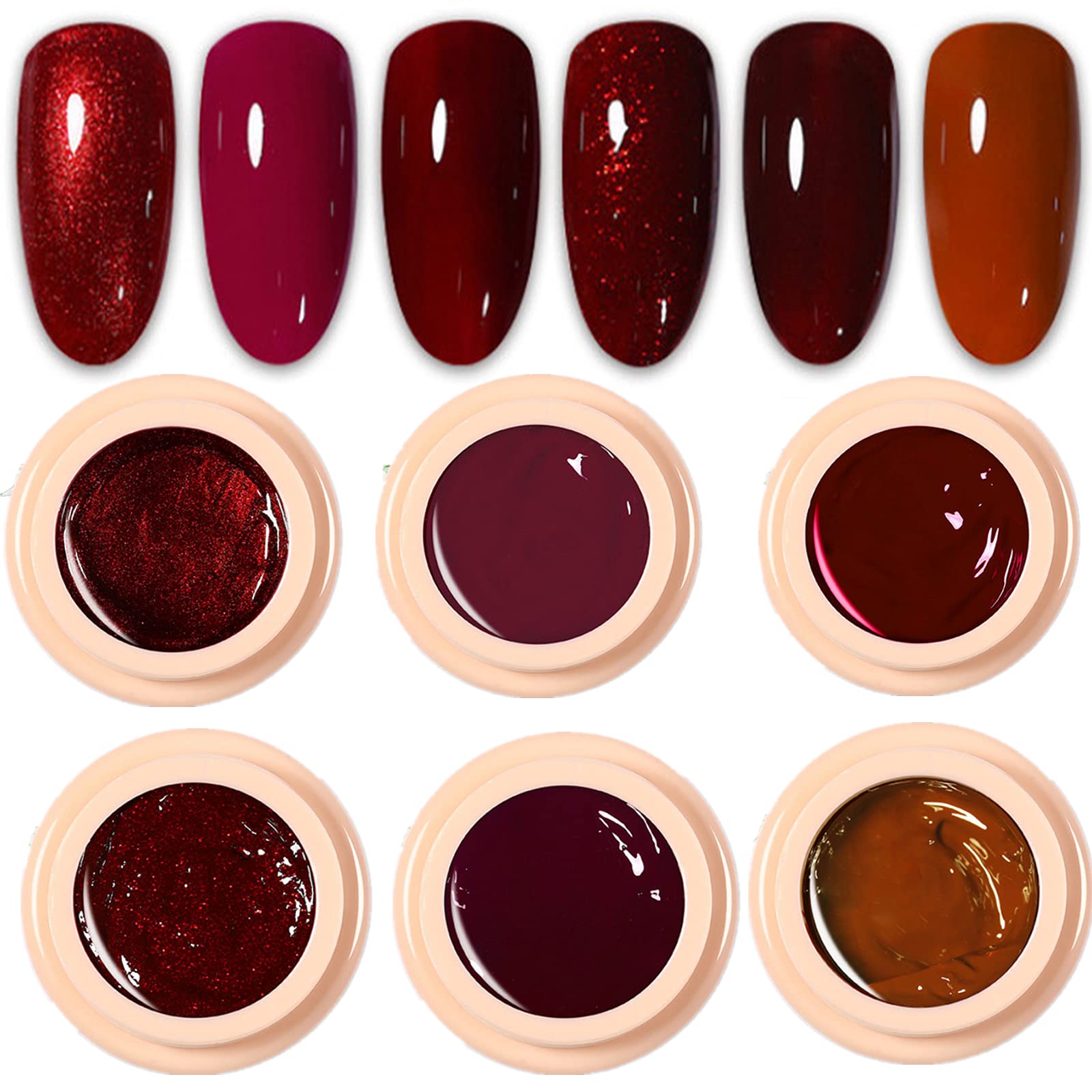 6Pack Mud Gel Pure Color Adhesive Resin Shining Cream Paint Gel DIY Nail Art Design Quality Nail Gel Polish Manicure Varnishes UV Gel Set (SET02)