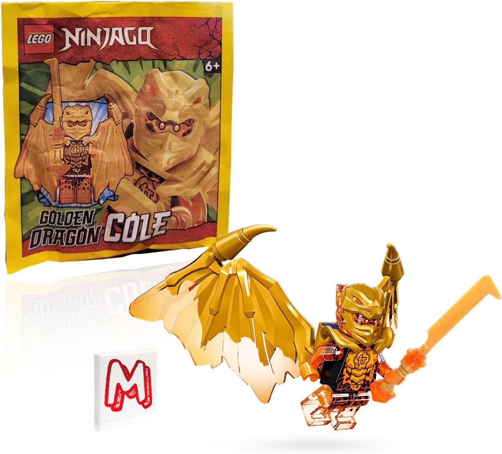 NINJAGO Crystalized Minifigure - Cole (Golden Dragon) with Wings and Gold Fire Sword