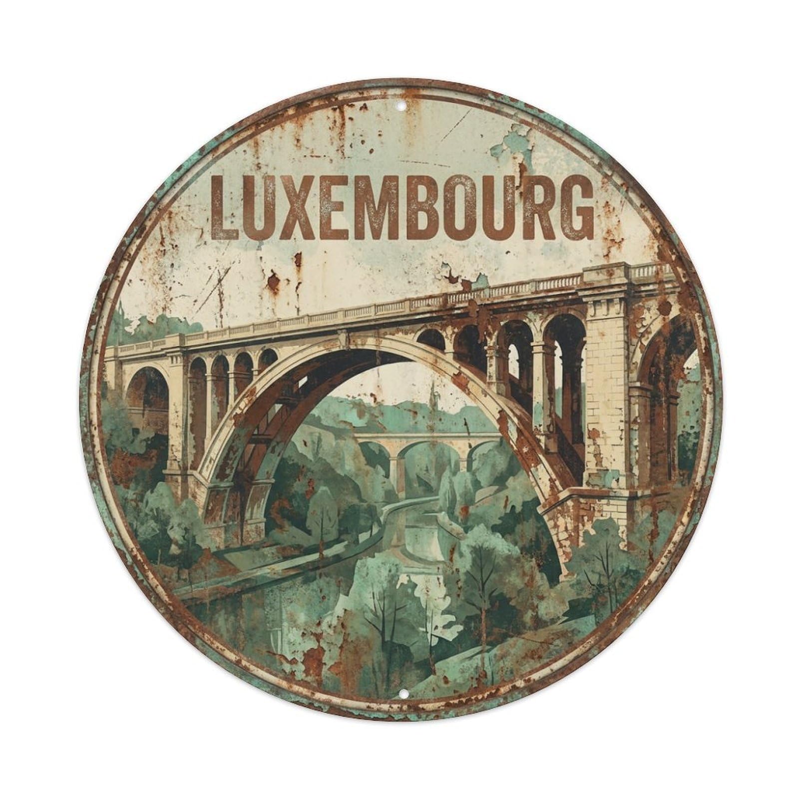 Metal Tin Sign Vintage Travel Luxembourg City