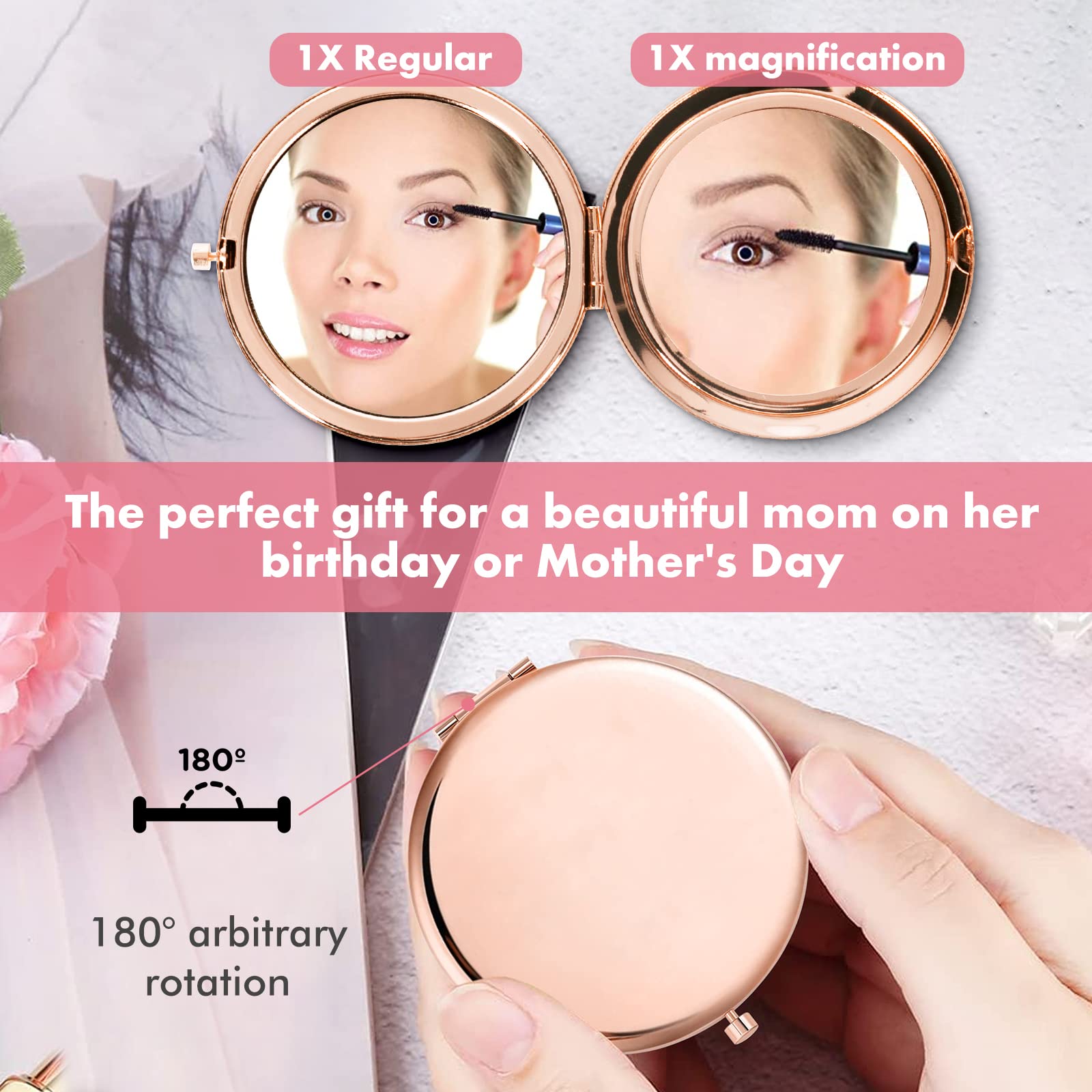 Cofanetto regalo compleanno donna confezione regalo compleanno specchio trucco piatto gioielli tazza acqua auto candela profumata e sciarpa di seta per donna, madre, sorella