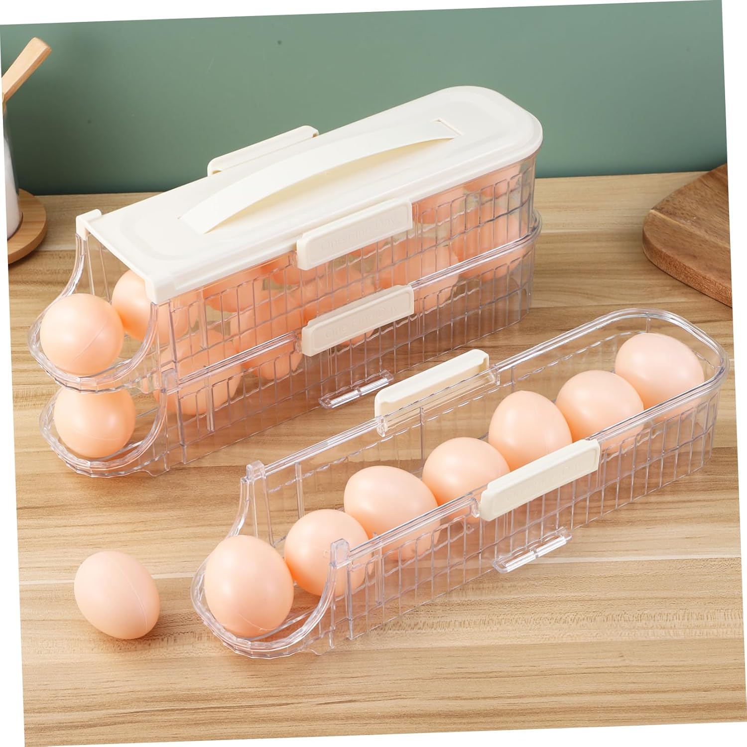 Gadpiparty Holder Container for Refrigerator Creamy Triple Storage Organizer Case Space-saving Design for Fridge Door Pantry and Picnics