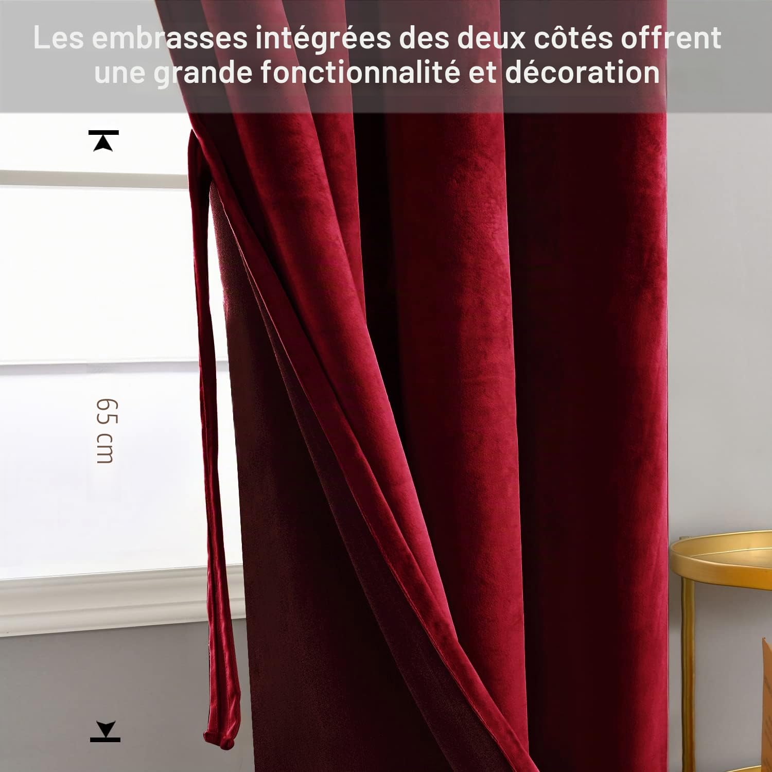 JIUZHEN Décorations de Noël Lot de 2 Rideaux Velours Occultants Doux et Opaques à Oeillets Rideau Thermique Isolant Anti Chaleur et Frois pour Chambre Décoration 140x145cm (LxH) Rouge Bordeaux