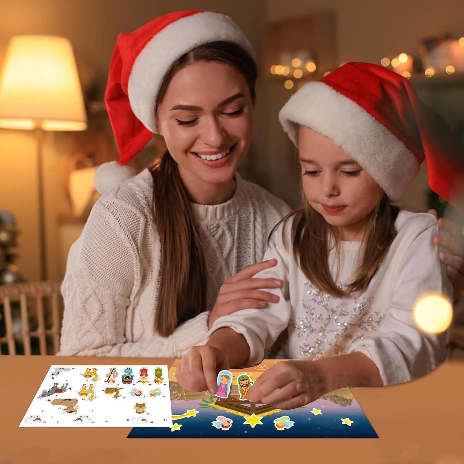 JUESMOS Christian Advent Calendar 2025 Kids Religious Advent Calendar Stickers Jesus Christian Nativity Scene Sticker Christmas Countdown Calendars Decoration Nativity Stickers Gifts for Kisd Boys Girls