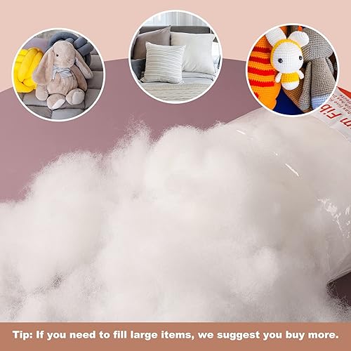 Miniatura 6 de Fibra de poliéster de alta calidad de 3.53 onzas, relleno de fibra, fibra de relleno blanca de alta resistencia para manualidades de animales de